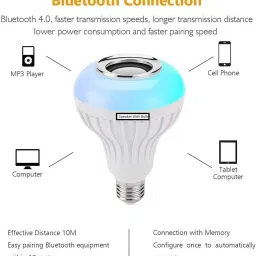 JHA LED Music Light Bulb with Bluetooth Speaker RGB Remote Smart Bulb Smart Bulb image 4