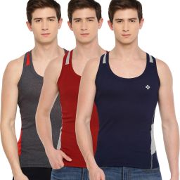 Pack of 3 Cotton Racerback Styled Gym Men Vest-image-124
