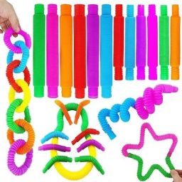 12 Pieces Mini Pop and Tubes Toys for Kids & Adults - Sensory Tubes for Kids-image-45