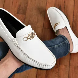 men trendy stylish white loafer shoes/party wear loafer for men(white) Loafers For Men-image-42