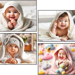 4 Pcs Adorable Baby Wall Art 3D Poster-image-68