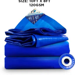 10FT X 8FT 120 GSM Tarpaulin Blue Tent - For Truck body, Car, Bike, Grain Covers, Pond Liners-image-66