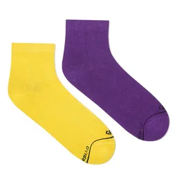 Dynamocks Men Pack Of 2 Yellow & Purple Solid Ankle Length Socks-17