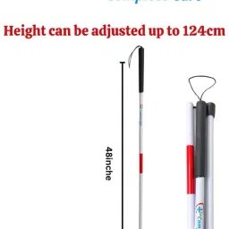 complete care Folding Blind Cane For Blind People With A Reflective Red Reflector Walking Stick image 3