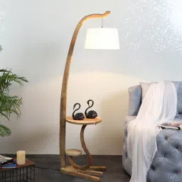 sapphire White Shade Floor Lamp With Wood Base-picture-45