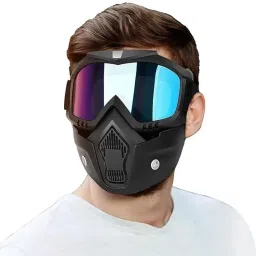 Protective Bike Riding Face Mask, Face Shield Motorcycle Goggles Helmet Breath Guard-image-9