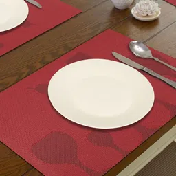 HOKIPO Set of 6 Red Printed Table Placemats image 4