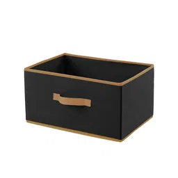 Kuber Industries Set Of 3 Black Solid Multipurposes Rectangular Foldable Storage Box image 4