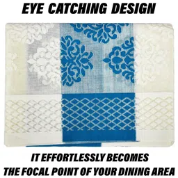Kuber Industries Cream & Blue 4 Seater Table Protector Cover image 4