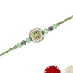 Asthetika Kundan Stone Studded Thread Rakhi with Roli Chawal image 3