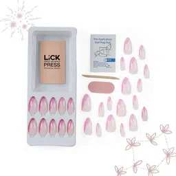 LICK 12 Pcs Pink French Tips Artificial Stick On Nails With Application Kit image 3