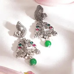 Rubans Radiance Oxidized Silver-Toned Ruby & Emerald Accent Temple Necklace Set image 3
