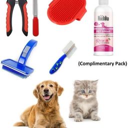 High Quality Combo Of 4 Imported High Quality Slicker, Nail Clipper, Hair Comb, Gloves Grooming Kit For Pets Basic Comb forDog, Cat, Rabbit, Hamster, Dog & Cat-1