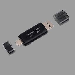 generic 2 in 1 USB Type-C Card Reader, Dual USB Interface, Portable Memory Card Adapter for Android,iOS and Window, Laptop (Limited Warranty 1 Year) image 1