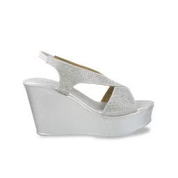 Metro Embellished Open Toe Wedge Heels image 3