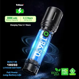 trillsun 6 Lighting mode Zoom Torch with High-Bright led light Rechargeable SOS blinker 5 hrs Torch Emergency Light image 3