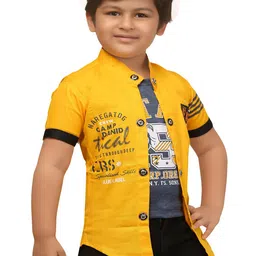 BAESD Boys Typography Printed Lightweight Open Front Jacket With Attached T-shirt image 4
