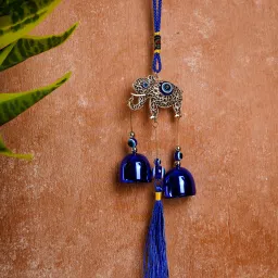 Evil Eye Windchime with Elephant Design, Nazar Battu Steel Windchime-image-11