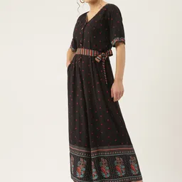 Rustorange Black & Red Printed Basic Jumpsuit image 4