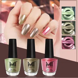 MI FASHION Set of 3 Vernis A Ongles High Shine Long Lasting Shimmer Nail Paint - 12ml each-35