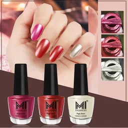 MI FASHION Set of 3 Vernis A Ongles High Shine Long Lasting Shimmer Nail Paint - 12ml each-13
