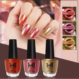 MI FASHION Set of 3 Vernis A Ongles High Shine Long Lasting Shimmer Nail Paint - 12ml each-41