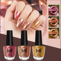 MI FASHION Set of 3 Vernis A Ongles High Shine Long Lasting Shimmer Nail Paint - 12ml each-15
