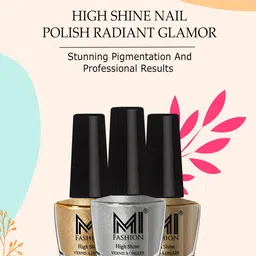 MI FASHION Set of 3 Vernis A Ongles High Shine Long Lasting Shimmer Nail Paint - 12ml each-14