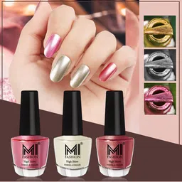 MI FASHION Set of 3 Vernis A Ongles High Shine Long Lasting Shimmer Nail Paint - 12ml each-39