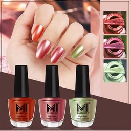 MI FASHION Set of 3 Vernis A Ongles High Shine Long Lasting Shimmer Nail Paint - 12ml each-32