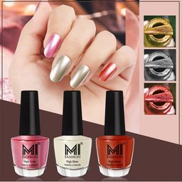 MI FASHION Set of 3 Vernis A Ongles High Shine Long Lasting Shimmer Nail Paint - 12ml each-image-93