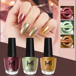 MI FASHION Set of 3 Vernis A Ongles High Shine Long Lasting Shimmer Nail Paint - 12ml each-18