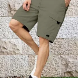 Self Design Men Green Casual Shorts-image-33