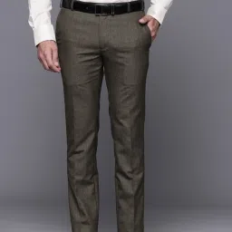 Men Slim Fit Brown Polyester Trousers-image-98