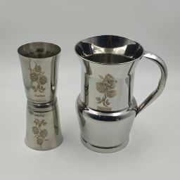 FarQue Stainless Steel Jug and Matching Glasses Set with Beautiful Laser-Printed Flower Design - Perfect for Elegant Beverage Service and Storage Jug Glass Set-image-9