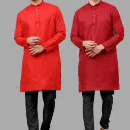 Men Cotton Blend Kurta Pyjama Set-image-12