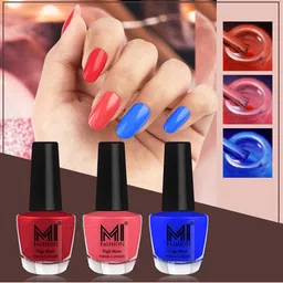 MI FASHION Vernis A Ongles Bang On Shine Pack Of 3 Nail Polish 12ml each - Reddish Maroon, Peach Crush, Royal Blue-20