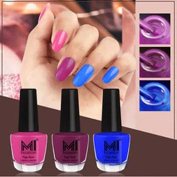 MI FASHION Vernis A Ongles Bang On Shine Pack Of 3 Nail Polish 12ml eachl - Bright Plum, Dark Purple, Royal Blue-25
