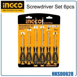 Tool world INGCO HKSD0628 HEAVY DUTY SCREWDRIVER SET WITH BLACK TIP AND RUBBER HANDLE (PACK OF 6) Combination Screwdriver Set image 3