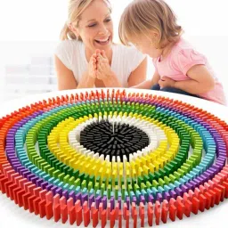 (200 Pcs) 12 Colour Creative Wooden Colored Domino Blocks for Model Building-18