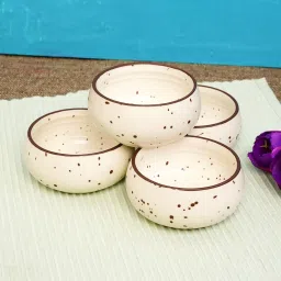 Ceramic Serving Bowl Stoneware Bowl Cream White Matt Finish Serving Bowl (150 ml, Set of 4, White)-image-92