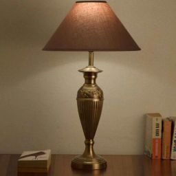 kapoor lampshades Ingleby Antique Brass Table Lamp With Beige Cotton Shade-picture-33