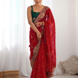Printed, Embroidered, Embellished Bollywood Georgette, Lace Saree-16