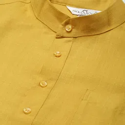 SOJANYA PLUS Men Plus Size Mustard Yellow Kurta with Churidar Comes With a Nehru Jacket image 2