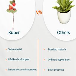 Kuber Industries Green & Peach-Coloured Artificial Pomegranate Bonsai Plant image 2