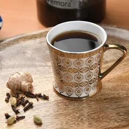 Femora Set of 6 Cream-Coloured Ethnic Motifs Printed Bone China Glossy Cups 180 ml Each image 3