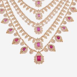 Kushal's Fashion Jewellery Copper Gold-Plated Cubic Zirconia Necklace image 3