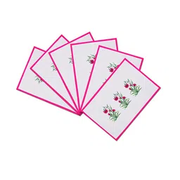SEJ by Nisha Gupta Pink & White Set of 6 Table Placemats With Runner image 5