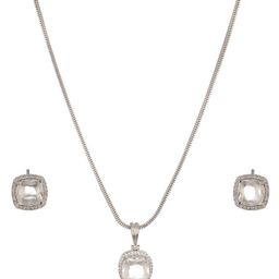 Jazz and Sizzle Silver Plated AD Studded  Pendent Set image 3