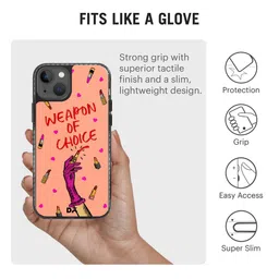 DailyObjects Peach & Pink Printed Weapon of Choice iPhone 13 Mini Phone Case image 3